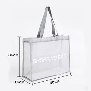 Bolsa de playa transparente y transpirable con estampado de letras, portátil, de nailon, tipo Superet Mall, para compras al por mayor - Product Image 6