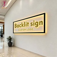 Enseigne lumineuse LED personnalisée en métal plaqué or brossé de précision pour boutique, salon, magasin, signalétique murale