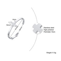 Bracelet jonc ouvert minimaliste lisse en forme de croix, plaqué multicolore, en acier inoxydable, ajustable, bijoux religieux