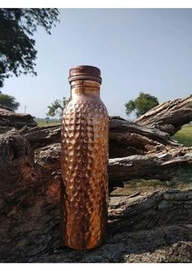 Custom Made Highly Durable Metal Copper <b>Water</b> <b>Bottle</b> with Lid Anti-corrosion Coating Elegant Design for Camping Outdoor Travel - Product Image 6