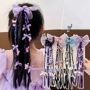 Parrucca Intrecciata Stile Principessa per Bambine, con Elastici e Fascia Colorata, Parrucca per Bambini - Product Image 3