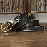 Ceinture en cuir pleine fleur pour homme, cousue à la main, vintage, en cuir véritable, avec boucle ardillon en laiton, robuste, pour jeans, fabrication OEM