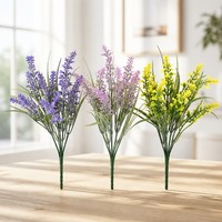 Bunga Lavender Buatan Realistis dengan Sentuhan Alami, Buket Lavender Sutra untuk Dekorasi Rumah, Pernikahan, dan Meja Gaya Nordik
