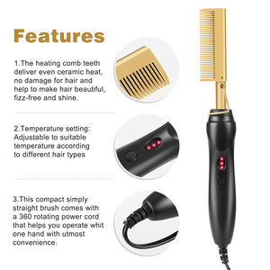 Peigne chauffant électrique lissant anti-brûlure, <span class=keywords><strong>brosse</strong></span> <span class=keywords><strong>chauffante</strong></span> portable pour cheveux humides ou secs, fer <span class=keywords><strong>à</strong></span> boucler - Product Image 6