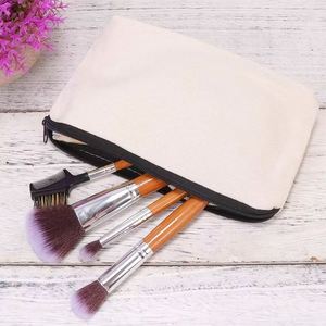 Customization New Washable <b>Canvas</b> Cosmetics Makeup Pouch Reusable <b>Plain</b> <b>Canvas</b> Cosmetic Bag <b>Canvas</b> Zipper Tool Pouch Bag - Product Image 6