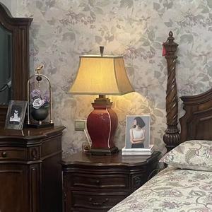 अमेरिकी बेडरूम बेडसाइड टेबल लैंप सरल आधुनिक गर्म कमरे में रहने वाले सोफे सजावटी दीपक रोमांटिक गर्म प्रकाश चीनी मिट्टी टेबल लैंप - Product Image 3