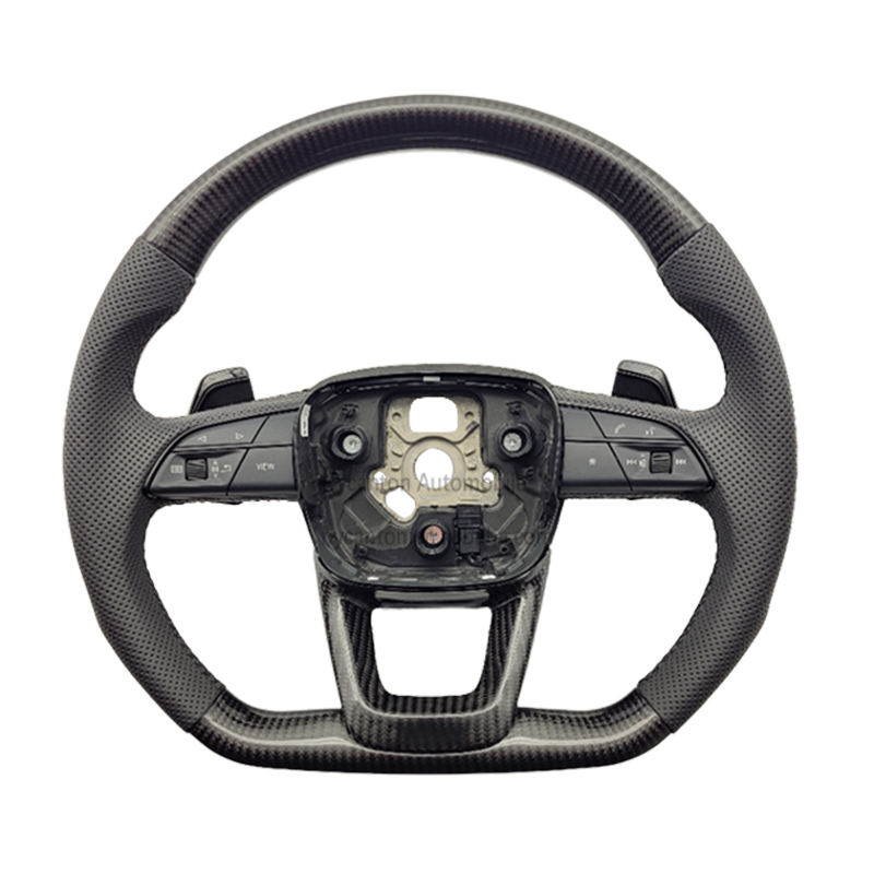 Carbon fiber+Perforated leather+paddles+Black stitching