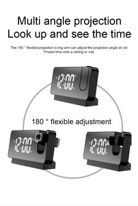 Đồng hồ báo thức chiếu đồng hồ kỹ thuật số với máy chiếu xoay 180 ° màn hình màu LED lớn - Product Image 3