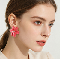 Anting Tusuk Bunga Enamel dari Paduan Seng untuk Wanita, Anting Bunga Mekar Manis, Perhiasan Musim Semi Musim Panas, Hadiah