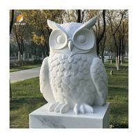 Vente chaude Décoration de jardin d'extérieur Statues de hiboux en pierre de marbre blanc Sculpture