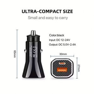 ที่ชาร์จในรถยนต์แบบเร็ว USB A+C รองรับการชาร์จเร็ว Type C PD สำหรับโทรศัพท์รุ่น 16 15 14 13 12 11 Pro Max - Product Image 4