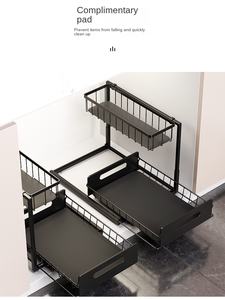 Ayaklı Tip Çift Katmanlı Deliksiz Çekmeceli Çok Amaçlı Modern Minimalist 2'li Paket Lavabo Altı Düzenleyici Sepet - Product Image 6