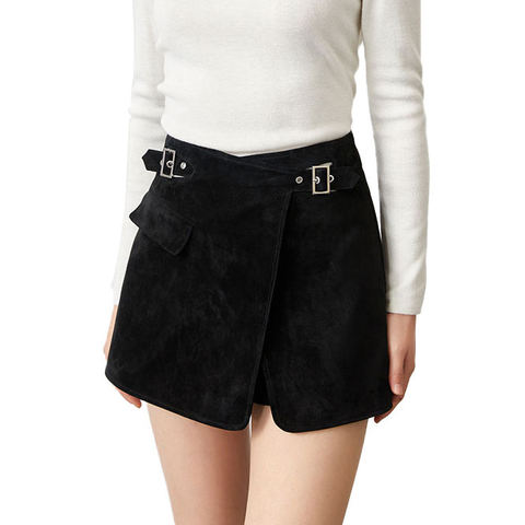 3661 New Trendy Women's Sheep Suede Leather Shorts High Waist Comfort Real Leather Shorts