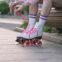 Patins à roulettes en cuir PU Double rangée 4 roues Patins Quad Patins à roulettes