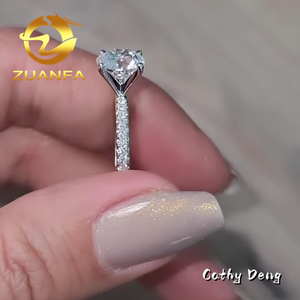 Cincin berlian mewah 1 karat, cincin perhiasan wanita, cincin berlian Moissanite, cincin pertunangan modern, cincin 4 Cabang, cincin keabadian - Product Image 4