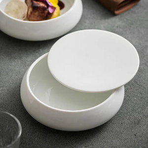 Tazón de Cerámica para Aperitivos con Tapa Esmaltada, Plato de Porcelana Estilo Europeo, Vajilla y Utensilios de Cocina para Hoteles y Restaurantes - Product Image 5