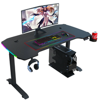 Table de jeu électrique réglable en hauteur 720-1170mm, moteur unique, panneau de densité en fibre de carbone, éclairage RGB, porte-gobelet, pour bureau