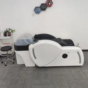 머리 뒤 세척 그릇을 가진 안락한 전기 상승 자동 까만 의자 유행 호화로운 가득 차있는 에어백 3D 샴푸 안마 침대 살롱