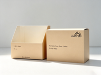 Boîte à café en papier certifiée, perforée, personnalisée, gaufrée, biodégradable, résistante à la graisse, avec fermeture à rabat pour café filtre