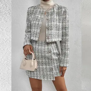 2023 Hot Sale Autumn Elegant Coat And Skirt Set Custom High Quality 2 Piece Skirt Coat Set For Women