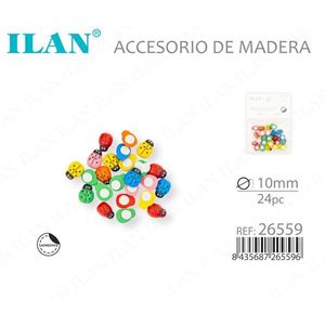 Perline in Legno ILAN Design a Forma di Scarabeo 10mm 24pz Accessorio per Artigianato - Product Image 3