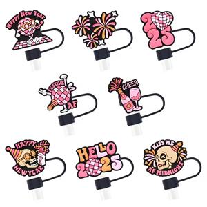 En gros, nouvelle couverture anti-poussière réutilisable en silicone de 10 mm pour pailles, motif dessin animé mignon, accessoire pour gobelet - Product Image 2