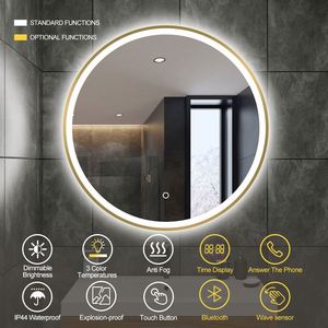 2025 Custom <b>Wall</b> Mounted Aluminum Frame Illuminated Bathroom <b>Vanity</b> Mirror Modern Design Anti-Fog Smart Touch Switch LED <b>Light</b> - Product Image 3