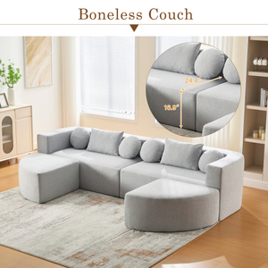 Boneless Modular Sectional <b>Sofa</b> Set 114.9" Free-Combined Chenille L-Shape <b>Modern</b> Villa <b>Sofa</b> <b>Bed</b> with Deep Seating Eco-Friendly - Product Image 5