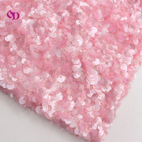 Tissu en dentelle de tulle tissé écologique 100% polyester avec sequins et perles, dentelle africaine pour robes de mariée, de soirée et sacs, usine chinoise
