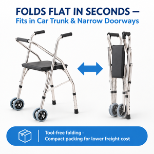 Deambulatore con Sedile Imbottito, Rollator Telescopico in Alluminio per Anziani, Assistenza Domiciliare e Uso Quotidiano - Product Image 3