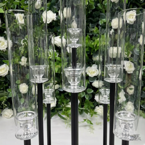 Candélabres à 9 bras en métal noir pour centres de table de mariage, décoration, chandeliers pour mariage - Product Image 4