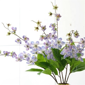 Impresión 3D de alta calidad Flores de jazmín de seda artificial <span class=keywords><strong>Malus</strong></span> <span class=keywords><strong>Spectabilis</strong></span> Flor de simulación púrpura Decoración de mesa de boda para el hogar - Product Image 5