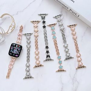 <span class=keywords><strong>Bracelet</strong></span> de montre en métal et <span class=keywords><strong>Aluminium</strong></span> de 49mm, chaîne de luxe, <span class=keywords><strong>Bracelet</strong></span> en diamant, étoiles, cœur, pour <span class=keywords><strong>Apple</strong></span> 4 5 6 7 8 Ultra - Product Image 1