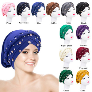 UNIQ-turbante con cuentas para mujer, pañuelo para la cabeza, musulmán, para <span class=keywords><strong>quimioterapia</strong></span> - Product Image 2