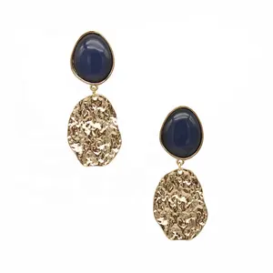 Wholesale Women Gold Jewelry Iron Sheets Stud Fashion Black Drop Shape Earrings