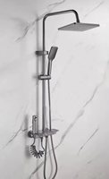 Espace aluminium pluie gris colonne de douche mitigeur robinet Chrome Piano Key ensembles de salle de bain Jet Massage Spray accessoires de salle de bain