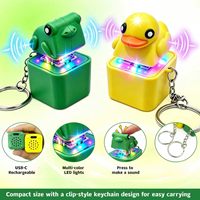 Creative Sound and Light Function Charging Frog-Shaped Small Pendant Keychain Keycap for Christmas Gift