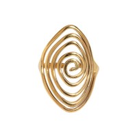 Grenzüberschreitender Edelstahl-Offenring mit geometrischer Spiralbindung, breitbandig, vergoldet, nicht verblassend, minimalistisch, personalisierbar