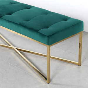 Moderne maison chambre bouton repose-pieds tissu doré jambes salon <span class=keywords><strong>capitonné</strong></span> <span class=keywords><strong>velours</strong></span> pouf banc - Product Image 2