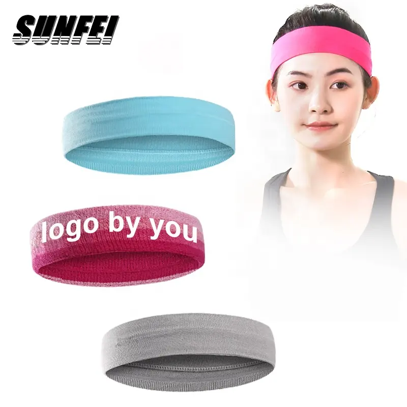 Personalizado ampla headband Yoga esportes da aptidão bandas de cabeça Elástica Não-deslizamento suor headbands trançado nylon headband para a mulher