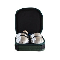 Lot de 4 boules de pétanque en acier argentées avec sac de transport en nylon personnalisé pour le plaisir en extérieur et au jardin