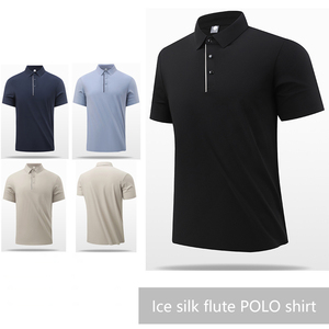 Camiseta de seda de hielo sin costuras de alta calidad para hombre al por mayor, con solapa de manga corta Camiseta holgada para fitness, <span class=keywords><strong>Polo</strong></span> sólido a la moda, con venta al por mayor, del - Product Image 6