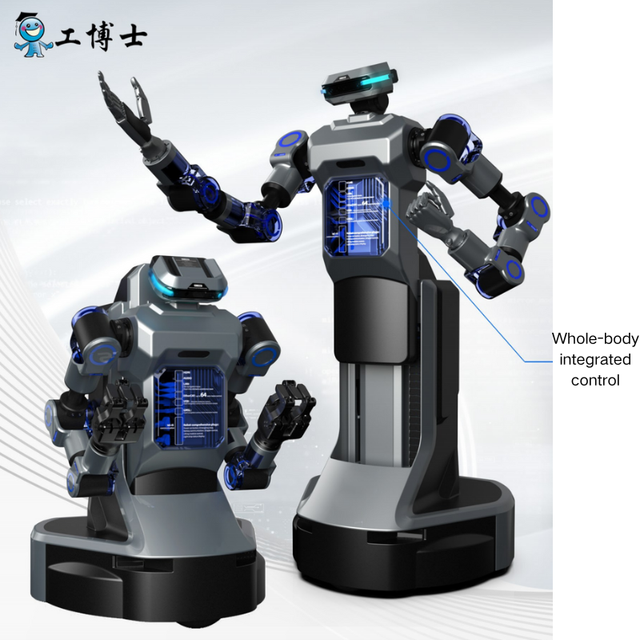 2025 Hot Sales Intelligent Wheeled Omnidirectional Humanoid Service Robot with Robotic Arms for Industrial Applications