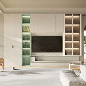 Modern Luxury LED <b>TV</b> Stand for Living Room Furniture with Wall-Mounted <b>Floating</b> Cabinet Wooden <b>Unit</b> Design Fits 65"+ <b>TVs</b> - Product Image 2