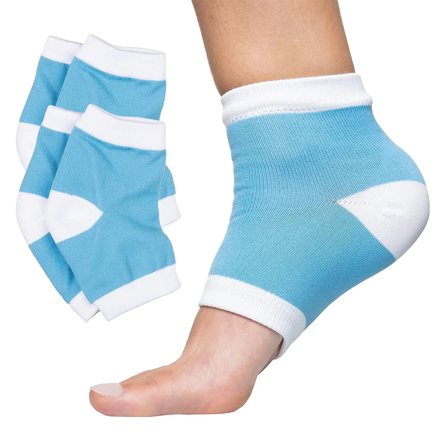 Moisturizing Heel Socks Gel Lined Toeless Cracked Heels Spa Socks to Heal and Treat Dry While You Sleep for Unisex
