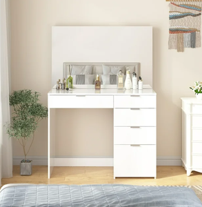 Nội THẤT PHÒNG NGỦ sang trọng bàn trang điểm Vanity tủ quần áo với gương năm ngăn kéo thiết kế bàn trang điểm trắng nội thất nhà hiện đại - Product Image 3