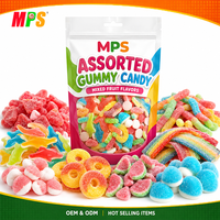 MPS OEM Snoepfabrikanten Groothandel Bulk Zure Zoete Gemengde Fruit Smaken Kauwgom Zachte Gummy Ring Beer Worm Jelly Snoep