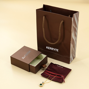 Custom Logo Luxury Sliding Drawer Packaging Box Recycle Paperboard <b>Earrings</b> Necklaces Rings Brown Paper <b>Gift</b> <b>Boxes</b> for Jewelry - Product Image 5