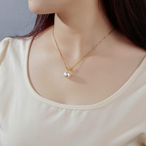 लक्जरी 925 स्टर्लिंग चांदी के मोती पेंडेंट नेकलेस हार-शादी - Product Image 2