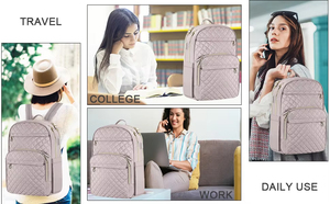 Новый материал Стильный водоотталкивающий нейлоновый рюкзак для путешествий/бизнес-рюкзак для ноутбука для женщин с USB-портом для зарядки - Product Image 6